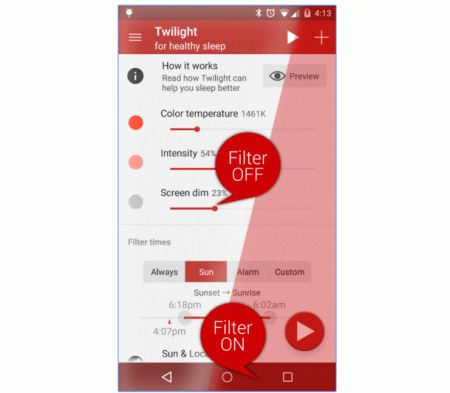 Twilight: l’app Android gratuita per addormentarsi con la luce giusta