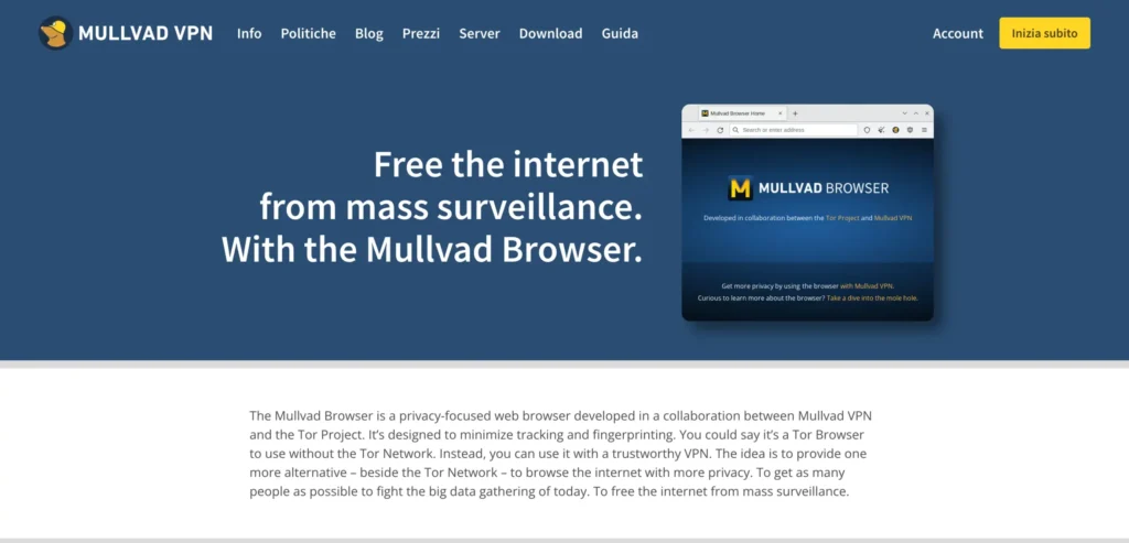 Navigare in Internet senza la sorveglianza di massa con il Browser Mullvad