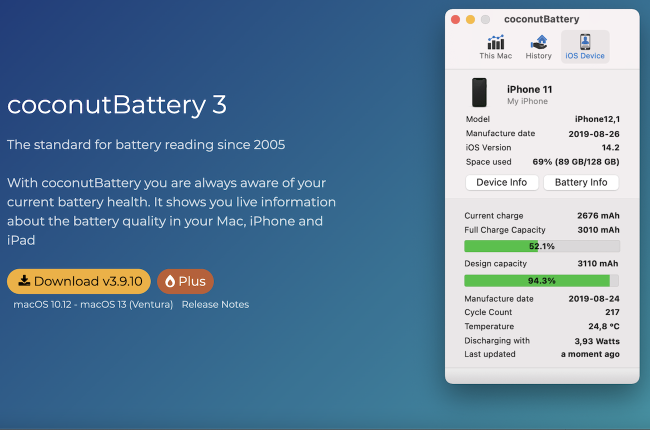 CoconutBattery 3 screenshot