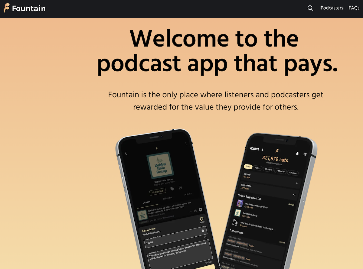 Fountain: Écoutez vos podcasts préférés et gagnez des bitcoins screenshot
