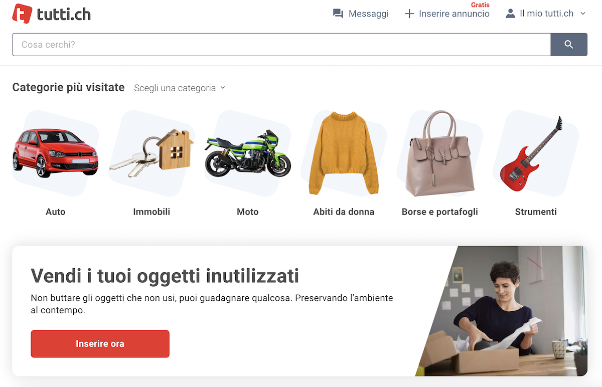 Tutti.ch: annunci gratis sul mercatino della Svizzera screenshot